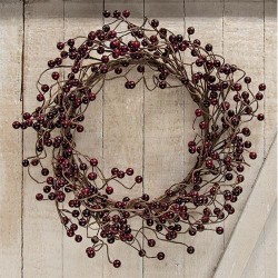 Waterproof Berry Wreath, Burgundy, 18"